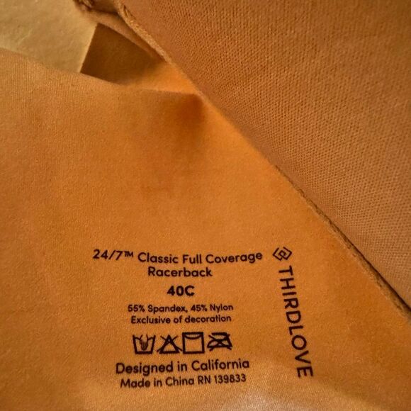 ThirdLove 24/7 Classic Full Coverage Racerback Bra Front Closure Nude Size 40C - Picture 3 of 4